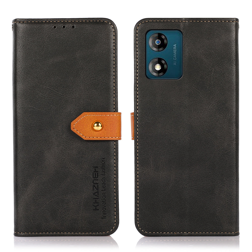 KHAZNEH For Motorola Moto E13 4G Phone Wallet Case Cowhide Texture PU Leather Gold Buckle Stand Phone Cover KHAZNEH For Motorola Moto E13 4G Phone Wallet Case Cowhide Texture PU Leather Gold Buckle Stand Phone Cover